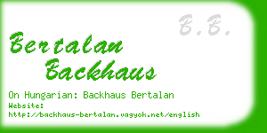 bertalan backhaus business card